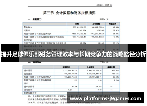 提升足球俱乐部财务管理效率与长期竞争力的战略路径分析